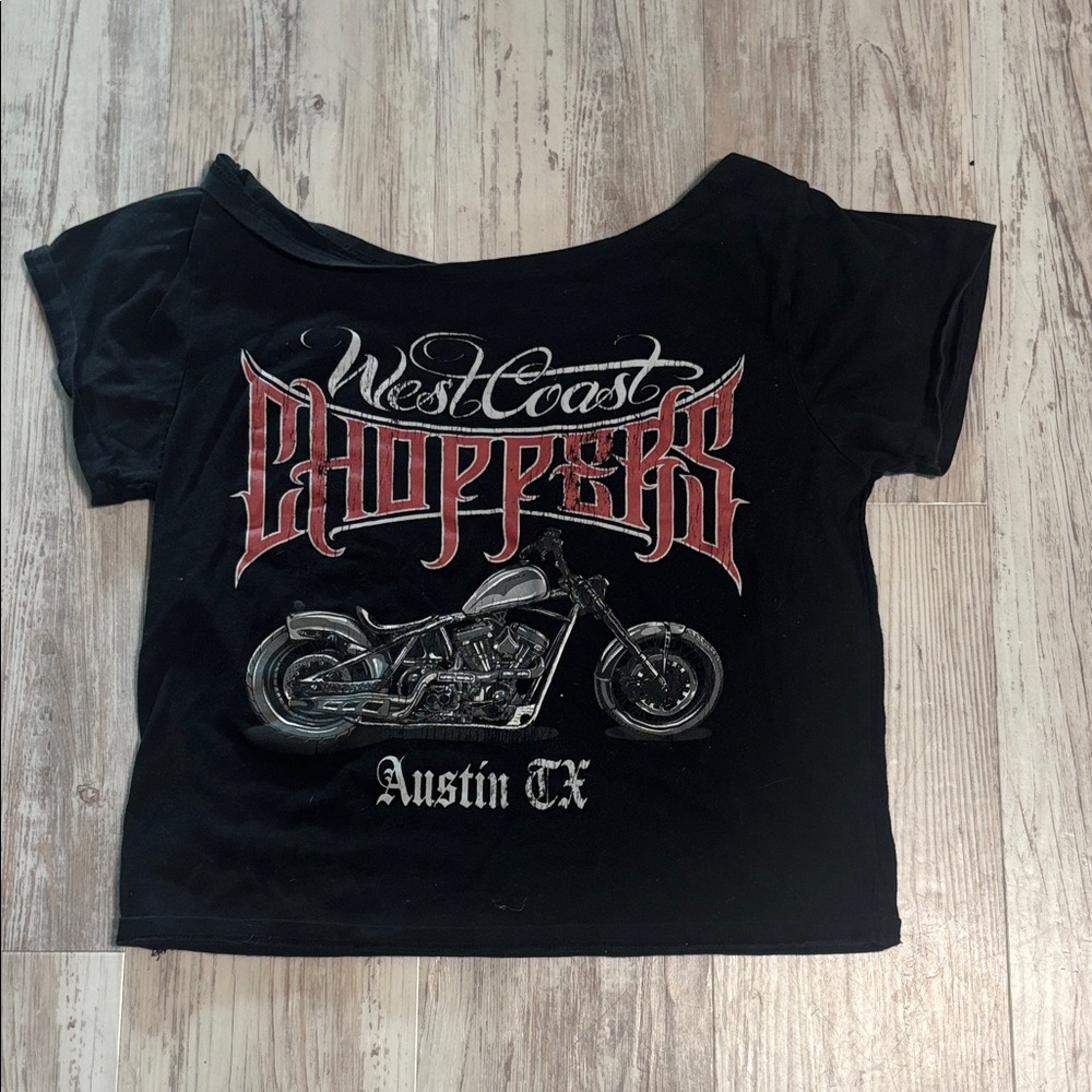 Black Graphic Crop Top